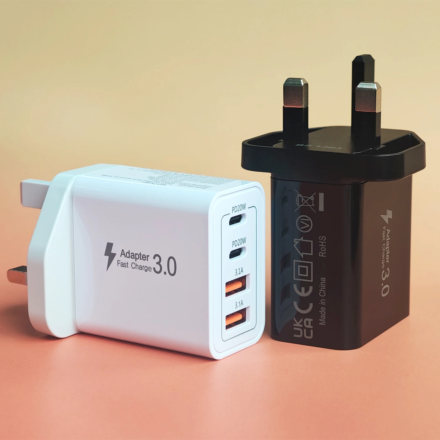35W адаптер з британською вилкою, багатопорт USB-C/USB-A з PD зарядкою для iPhone та Xiaomi