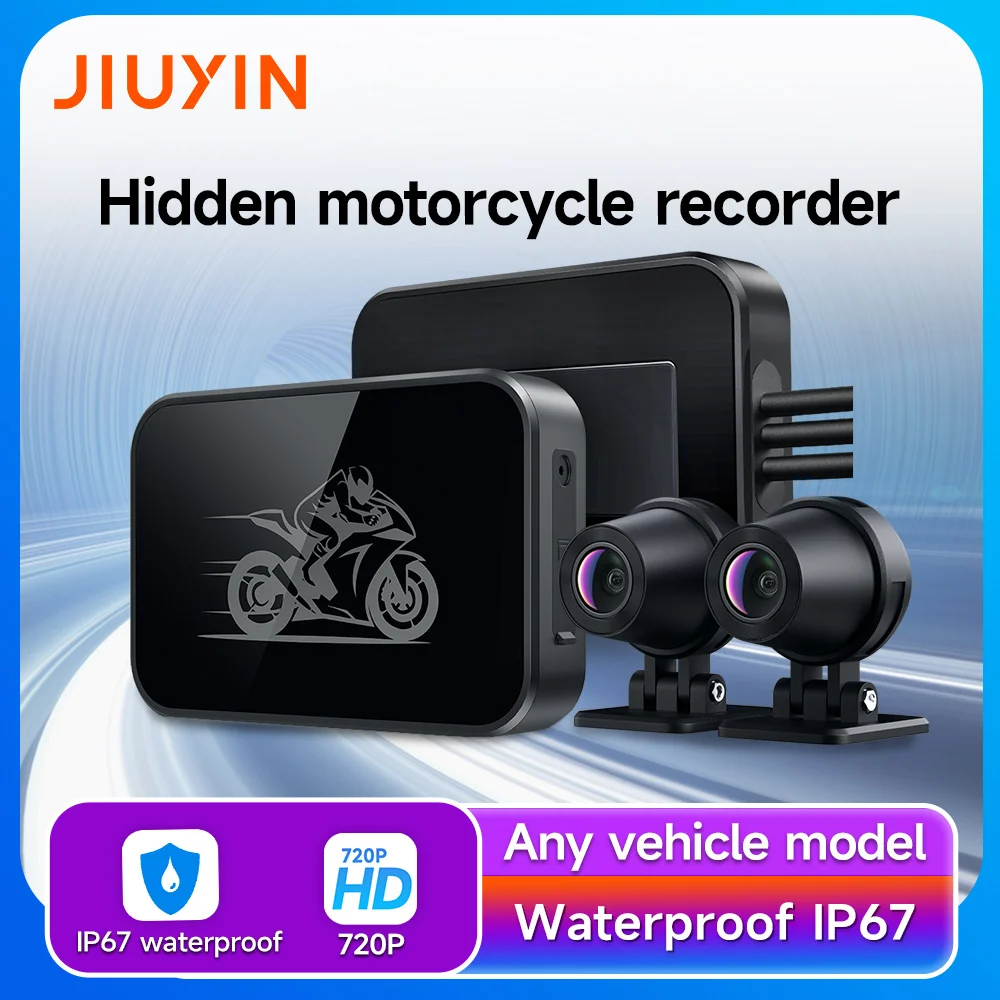 JIUYIN Мотоциклетний Dual DVR: розумне підключення, передня і задня камера, Wi‑Fi, водостійкий відеореєстратор