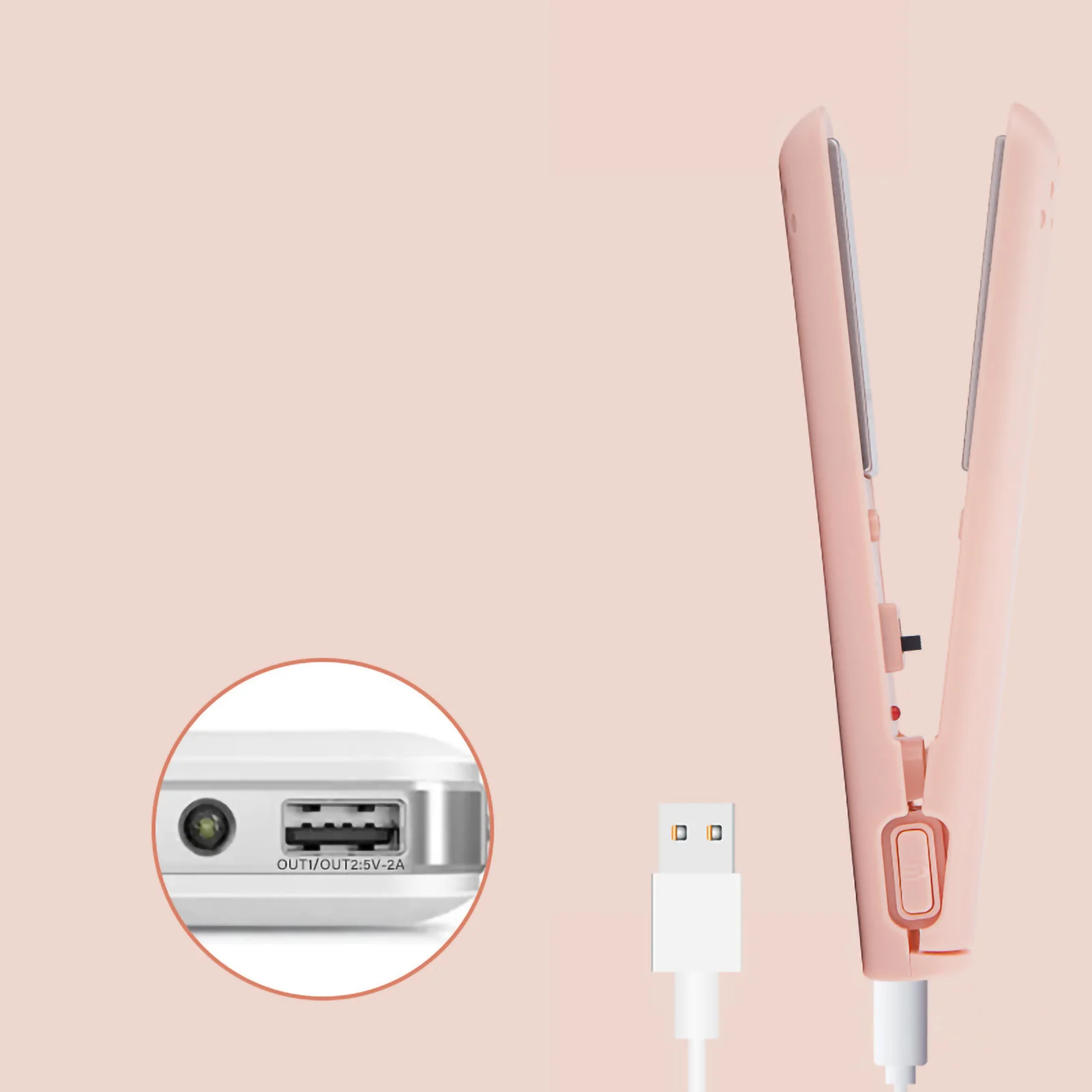 Міні-праска для волосся 2 в 1 з USB — керамічні нагрівальні панелі