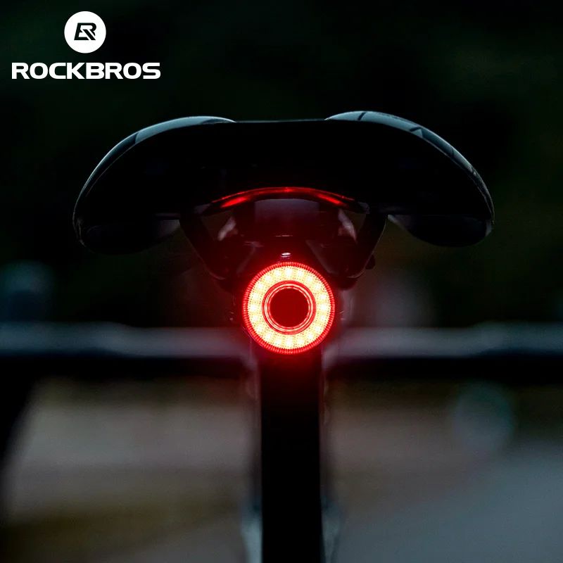 ROCKBROS Розумна задня лампа для велосипеда IPX6, USB Type-C зарядка